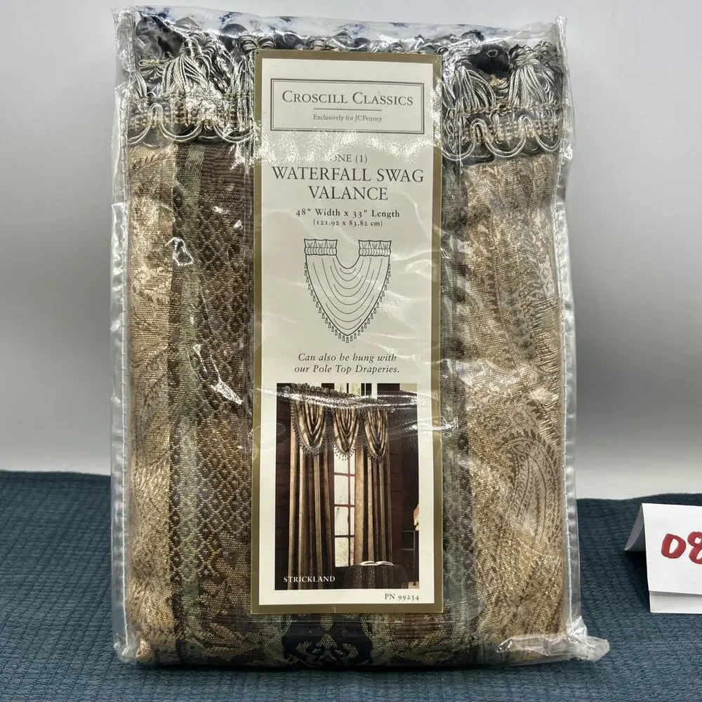 Croscill Classics 1 Waterfall Swag Valance 48x33 Style 9010 Chocolate Strickland
